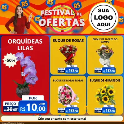Modelo de Rede Social para Feed Facebook com o tema Festival de Ofertas para Floricultura e jardim