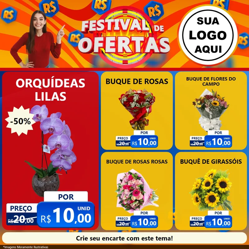 Modelo de Rede Social para Feed Facebook com o tema Festival de Ofertas para Floricultura e jardim