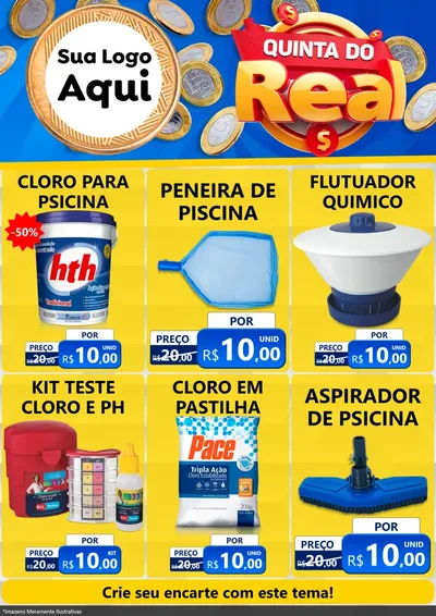 Modelo de Encarte para Encarte A4 Vertical com o tema Quinta do Real para Produtos para Piscina
