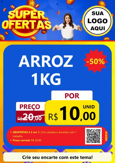Modelo de Cartaz para Cartaz A4 Vertical com o tema Super Ofertas para Supermercado