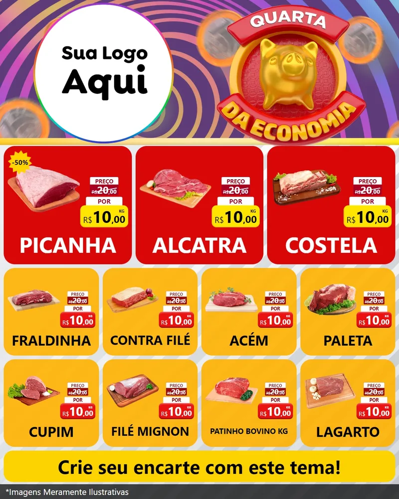 Modelo de Rede Social para Feed Instagram com o tema Quarta da Economia para Açougue