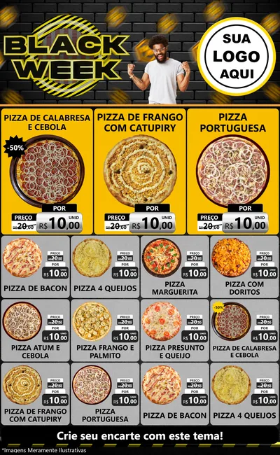 Modelo de Encarte para Encarte Grande com o tema Black Week para Pizzaria