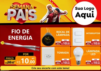Modelo de Encarte para Encarte A4 Horizontal com o tema Semana Dos Pais para Materiais Elétricos