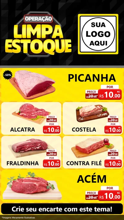 Modelo de TV para TV Vertical com o tema Operação Limpa Estoque para Açougue