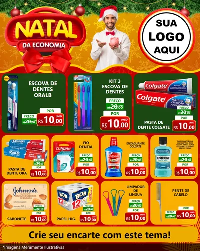 Modelo de Rede Social para Feed Instagram com o tema Natal da Economia para Higiene Pessoal