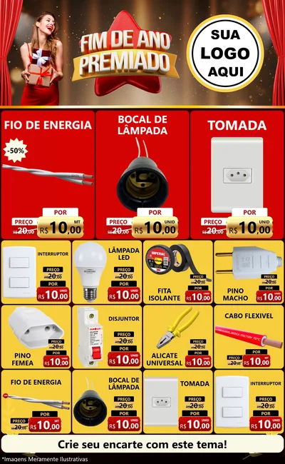 Modelo de Encarte para Encarte Grande com o tema Fim de Ano Premiado para Materiais Elétricos