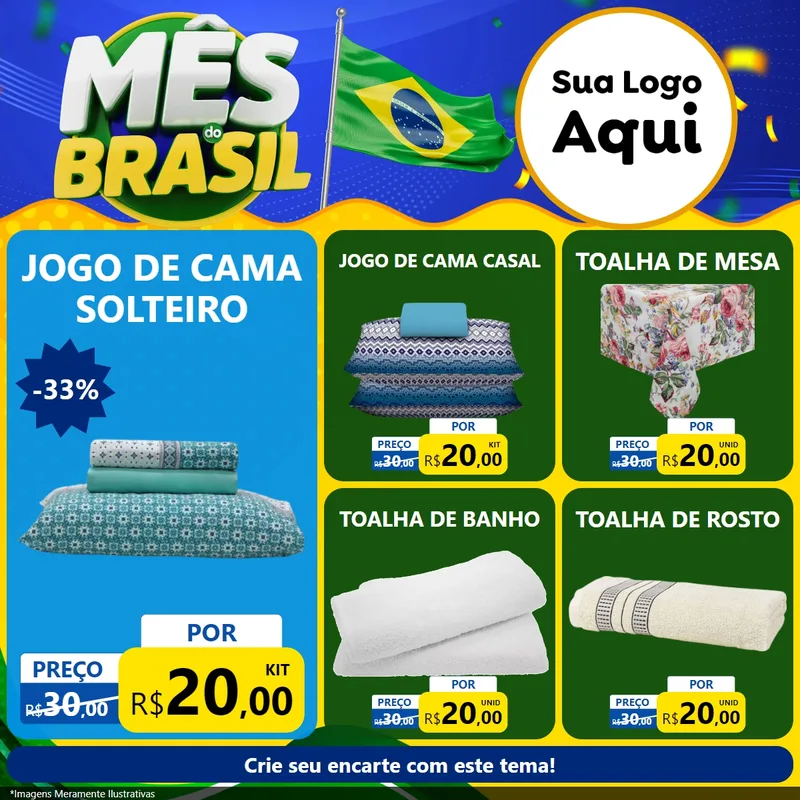 Modelo de Rede Social para Feed Facebook com o tema Mês do Brasil para Cama, Mesa e Banho