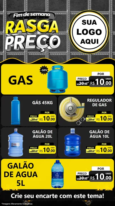 Modelo de TV para TV Vertical com o tema Fim de Semana Rasga Preço para Água e gás