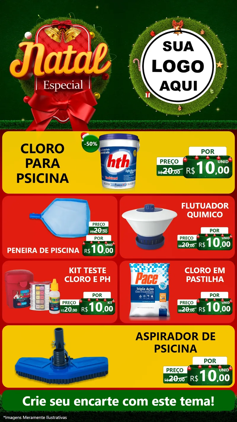 Modelo de TV para TV Vertical com o tema Natal Especial para Produtos para Piscina