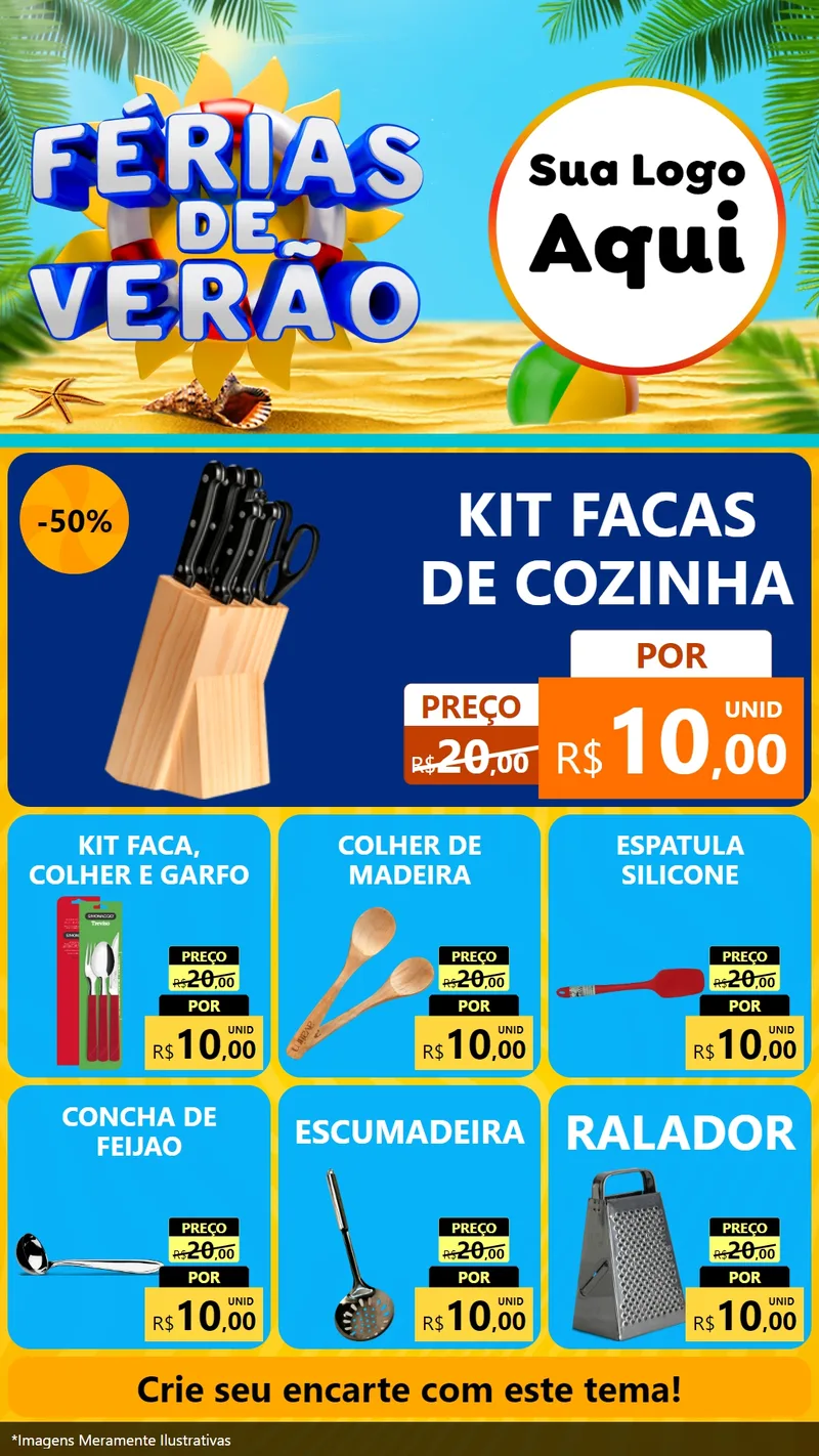 Modelo de Rede Social para Stories com o tema Férias de Verão para Utilidades Domésticas