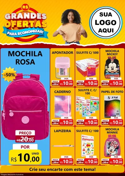 Modelo de Encarte para Encarte A4 Vertical com o tema Grandes Ofertas Para Economizar! para Papelaria