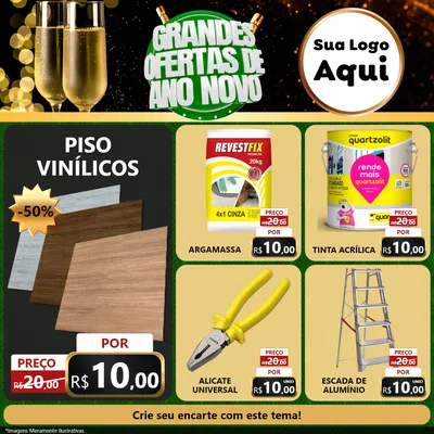 Modelo de Rede Social para Feed Facebook com o tema Grandes Ofertas de Ano Novo para Material para Construção
