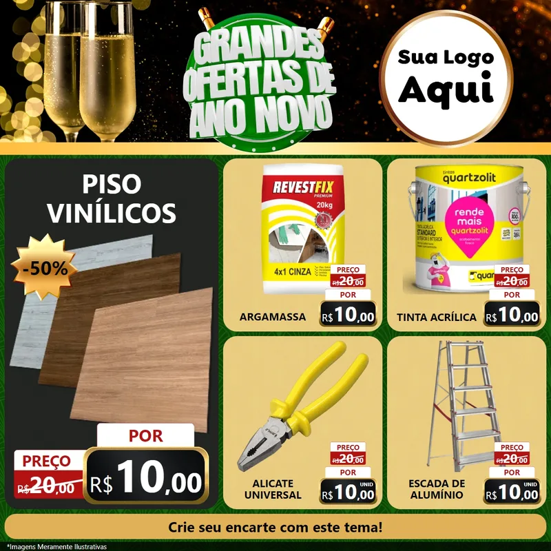 Modelo de Rede Social para Feed Facebook com o tema Grandes Ofertas de Ano Novo para Material para Construção