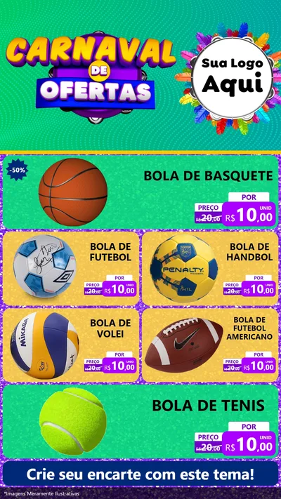 Modelo de TV para TV Vertical com o tema Carnaval de Ofertas para Artigos Esportivos