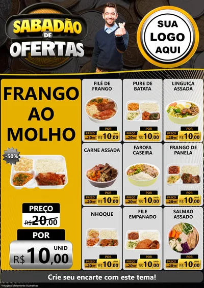 Modelo de Encarte para Encarte A4 Vertical com o tema Sabadão de Ofertas para Restaurante