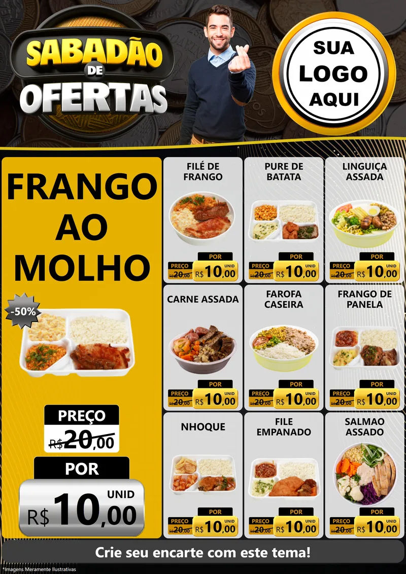 Modelo de Encarte para Encarte A4 Vertical com o tema Sabadão de Ofertas para Restaurante