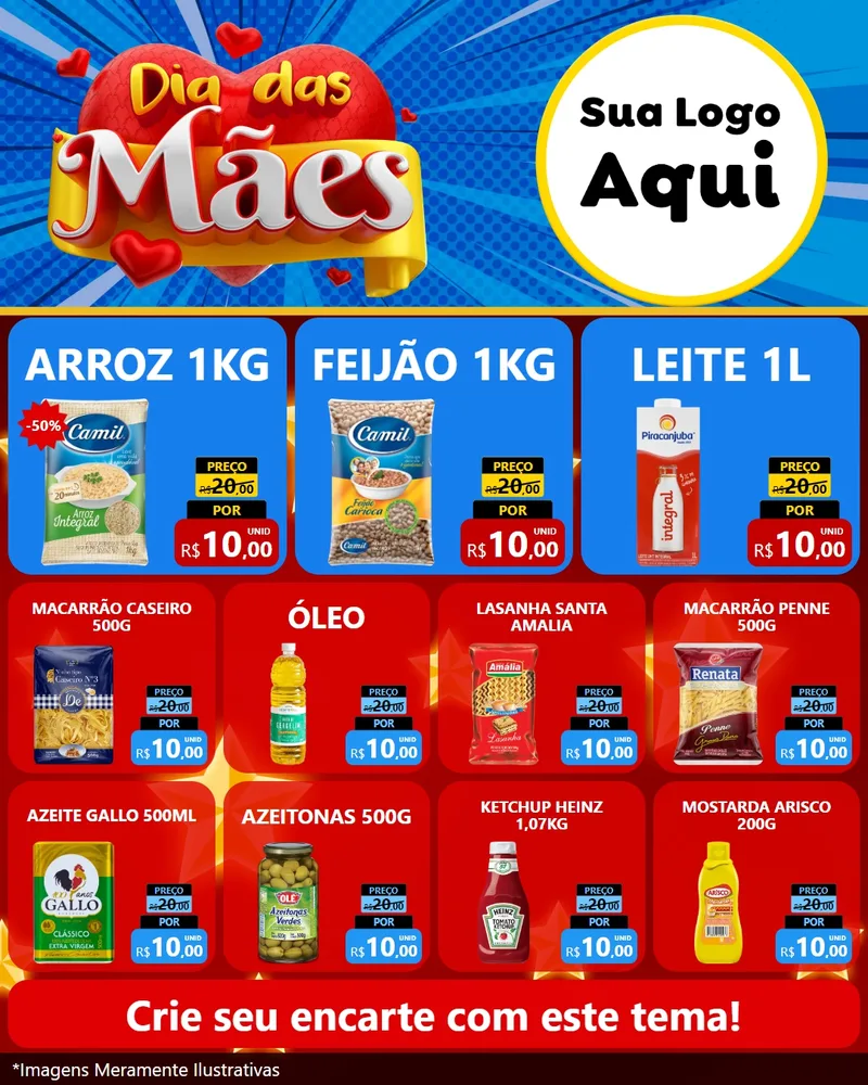 Modelo de Rede Social para Feed Instagram com o tema Dia das Mães para Supermercado