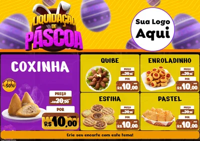 Modelo de Encarte para Encarte A4 Horizontal com o tema Liquidação de Páscoa para Salgadaria