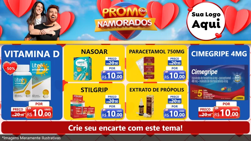Modelo de TV para TV Horizontal com o tema Promo dos Namorados para Farmácia