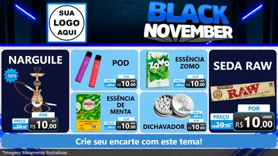Modelo de TV para TV Horizontal com o tema Black November para Tabacaria
