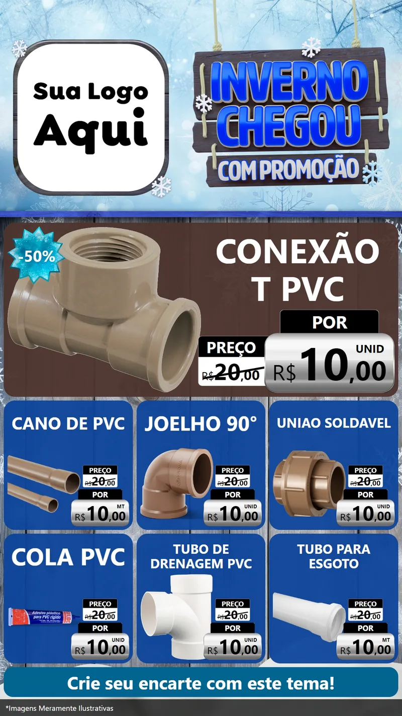 Modelo de Rede Social para Stories com o tema Inverno Chegou Com Promoção para Tubos e conexões