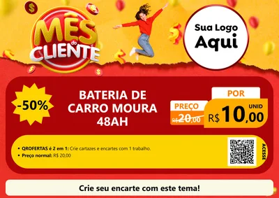 Modelo de Cartaz para Cartaz A4 Horizontal com o tema Mês do Cliente para Baterias Elétricas