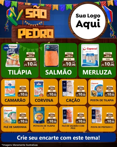 Modelo de Rede Social para Feed Instagram com o tema São Pedro para Peixaria