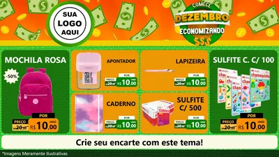 Modelo de TV para TV Horizontal com o tema Comece Dezembro Economizando para Papelaria