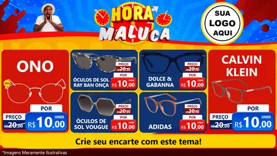 Modelo de TV para TV Horizontal com o tema Hora Maluca para Óticas
