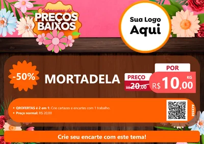 Modelo de Cartaz para Cartaz A4 Horizontal com o tema Primavera de Preços Baixos para Frios e Laticínios