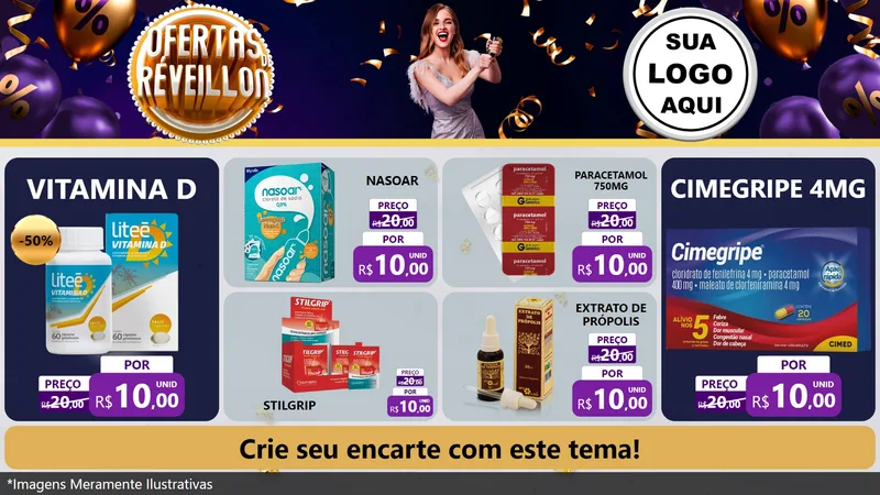 Modelo de TV para TV Horizontal com o tema Ofertas de Réveillon para Farmácia