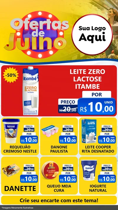 Modelo de Rede Social para Stories com o tema Ofertas de Julho para Frios e Laticínios