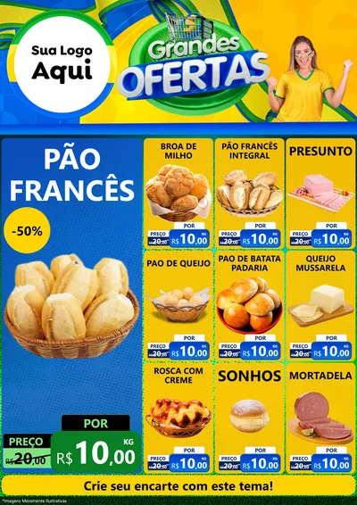 Modelo de Encarte para Encarte A4 Vertical com o tema Grandes Ofertas para Padaria