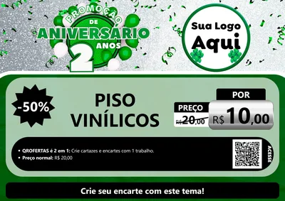 Modelo de Cartaz para Cartaz A4 Horizontal com o tema Promoção de Aniversário - 2 Anos para Material para Construção