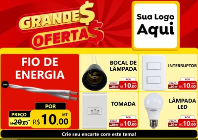 Modelo de Encarte para Encarte A4 Horizontal com o tema Grandes Ofertas para Materiais Elétricos