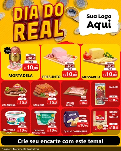 Modelo de Rede Social para Feed Instagram com o tema Dia Do Real para Frios e Laticínios