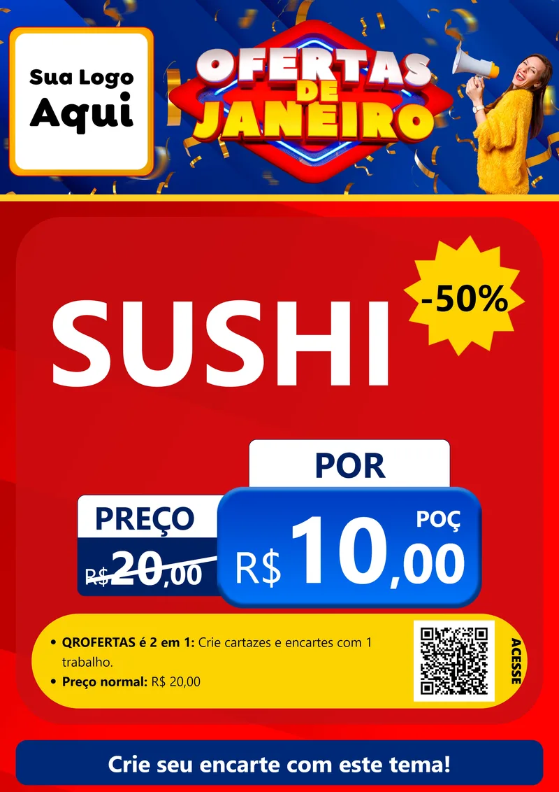 Modelo de Cartaz para Cartaz A4 Vertical com o tema Ofertas de Janeiro para Comida japonesa