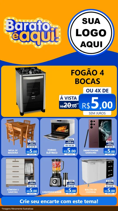 Modelo de Rede Social para Stories com o tema Barato é aqui para Móveis e Eletro