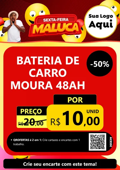 Modelo de Cartaz para Cartaz A4 Vertical com o tema Sexta-feira Maluca para Baterias Elétricas