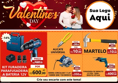 Modelo de Encarte para Encarte A4 Horizontal com o tema Valentine's Day para Maquinas e Ferramentas