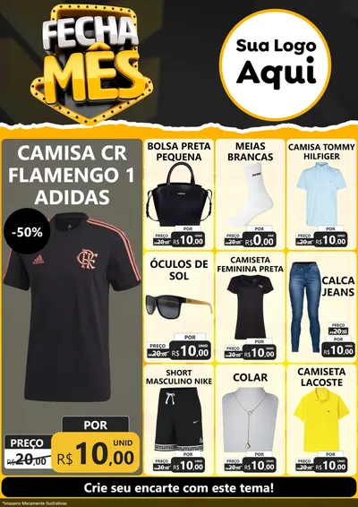 Modelo de Encarte para Encarte A4 Vertical com o tema Fecha Mês para Roupas e acessórios