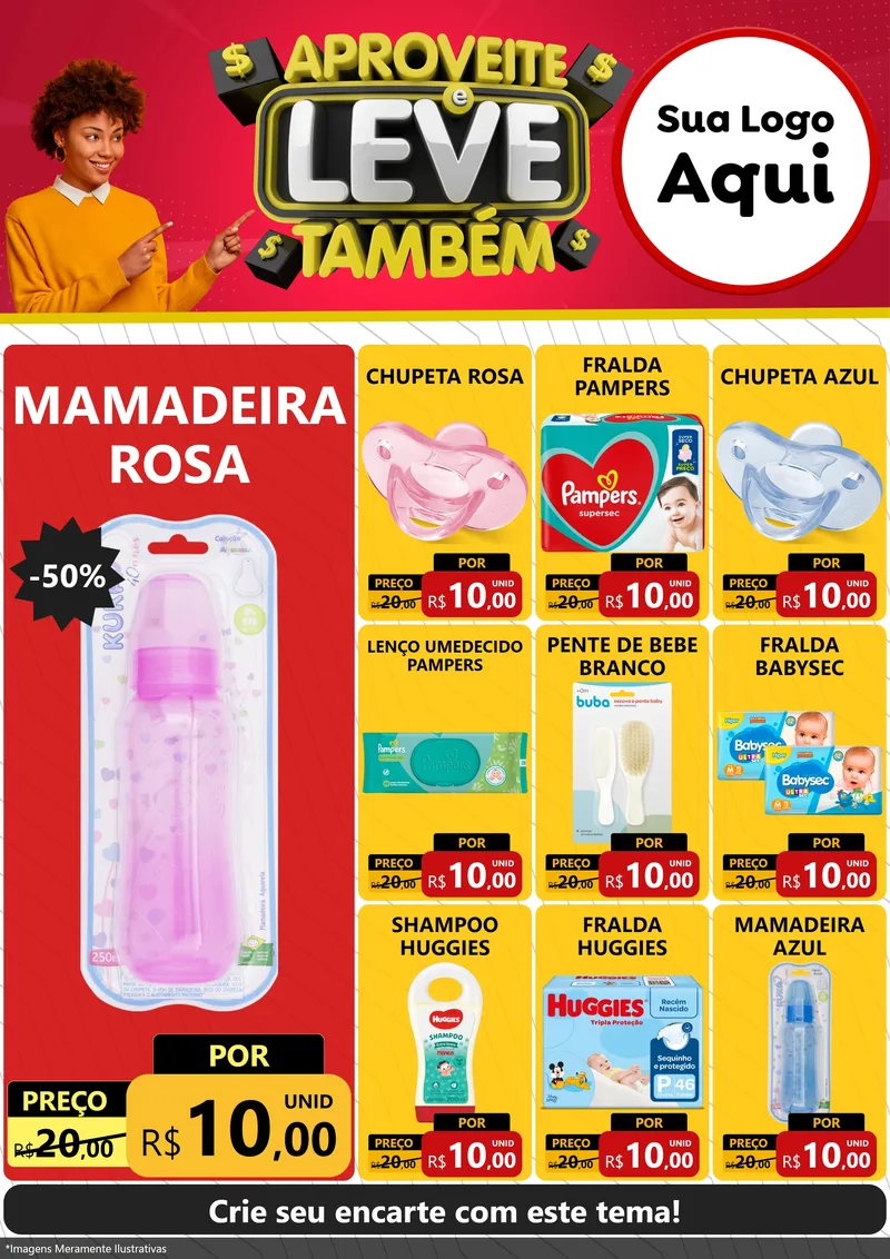 Modelo de Encarte para Encarte A4 Vertical com o tema Aproveite e Leve Também para Bebês