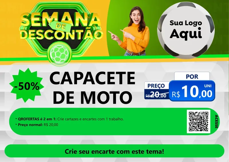Modelo de Cartaz para Cartaz A4 Horizontal com o tema Semana de Descontão - Copa para Moto peças