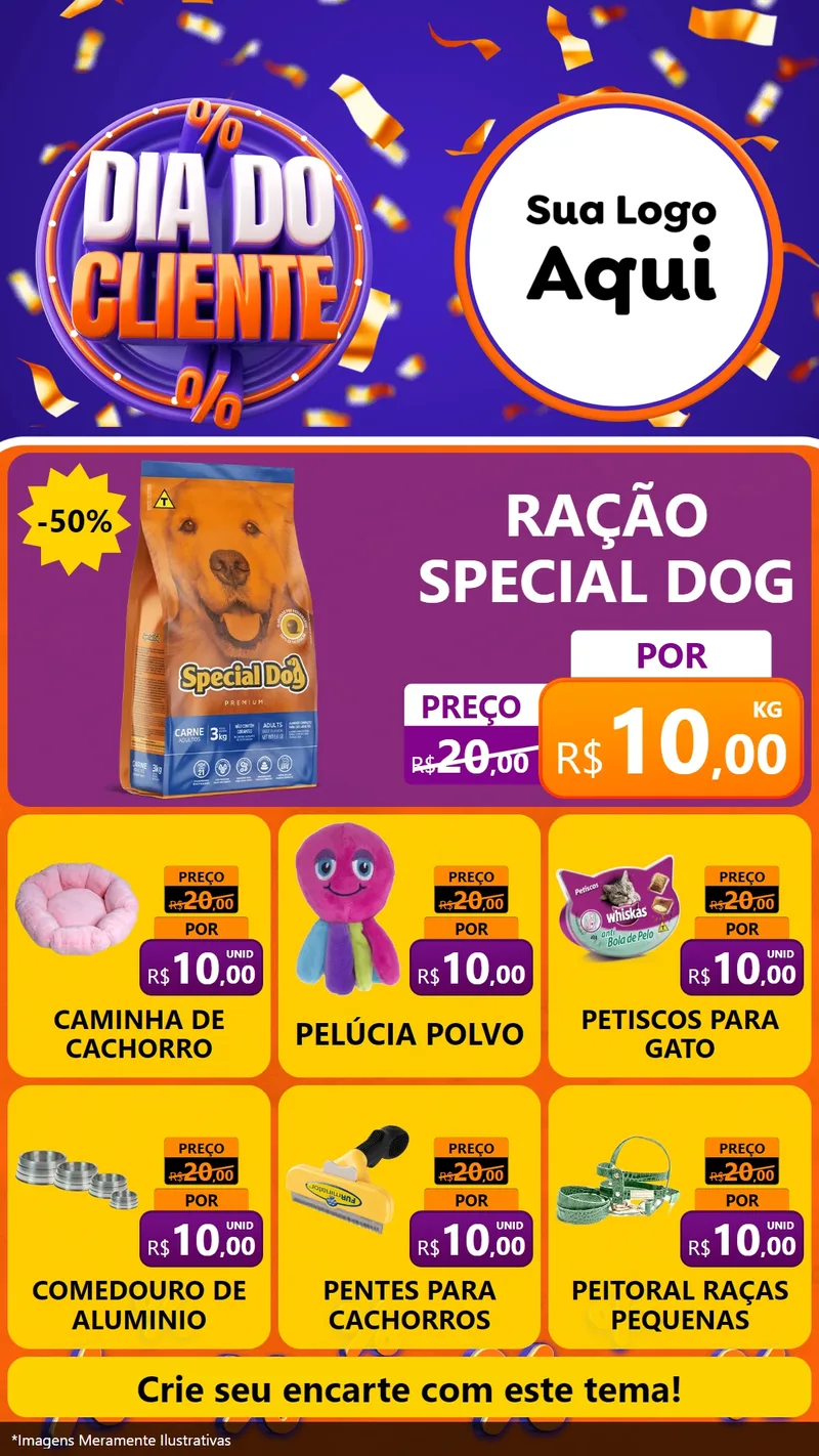 Modelo de Rede Social para Stories com o tema Dia do Cliente para Pet Shop