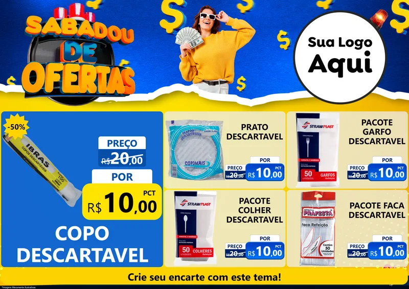 Modelo de Encarte para Encarte A4 Horizontal com o tema Sabadou de Ofertas para Embalagens