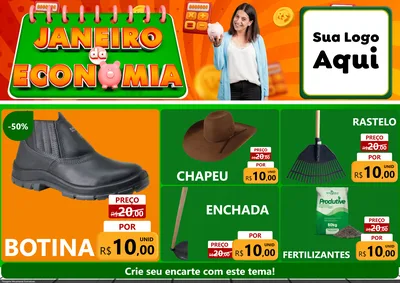 Modelo de Encarte para Encarte A4 Horizontal com o tema Janeiro da Economia para Agropecuária