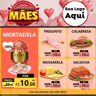 Modelo de Rede Social para Feed Facebook com o tema Semana das Mães para Frios e Laticínios