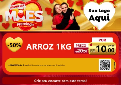 Modelo de Cartaz para Cartaz A4 Horizontal com o tema Semana das Mães Premiada para Supermercado