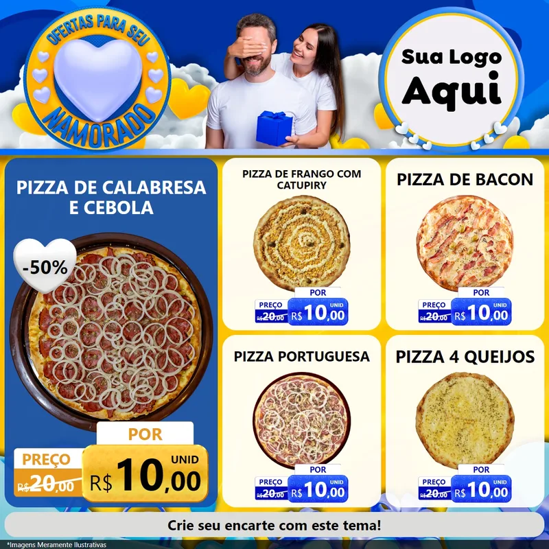 Modelo de Rede Social para Feed Facebook com o tema Ofertas Para Seu Namorado para Pizzaria