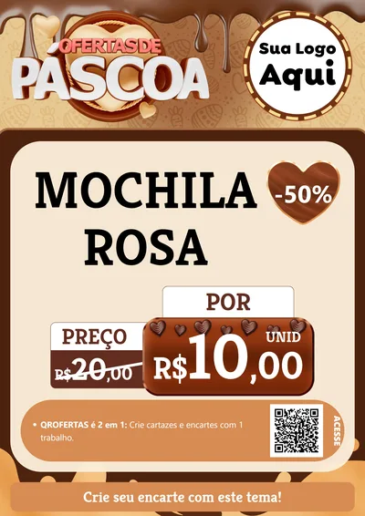 Modelo de Cartaz para Cartaz A4 Vertical com o tema Ofertas de Páscoa para Papelaria